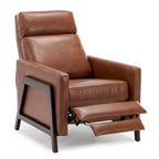 Faux Leather Push Back Recliner Chair – Midnight Blue / Caramel / Black, Single Seat