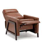 Faux Leather Push Back Recliner Chair – Midnight Blue / Caramel / Black, Single Seat