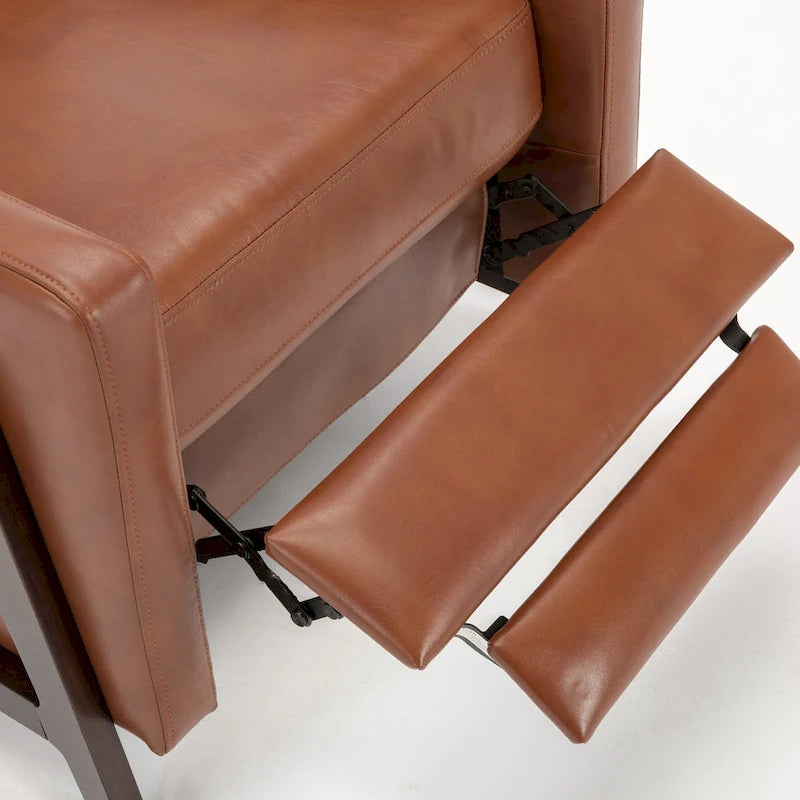 Faux Leather Push Back Recliner Chair – Midnight Blue / Caramel / Black, Single Seat