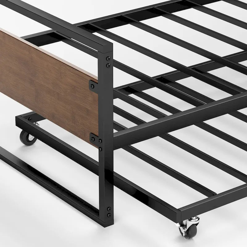 Priage by ZINUS Brown Bamboo and Metal Daybed with Trundle