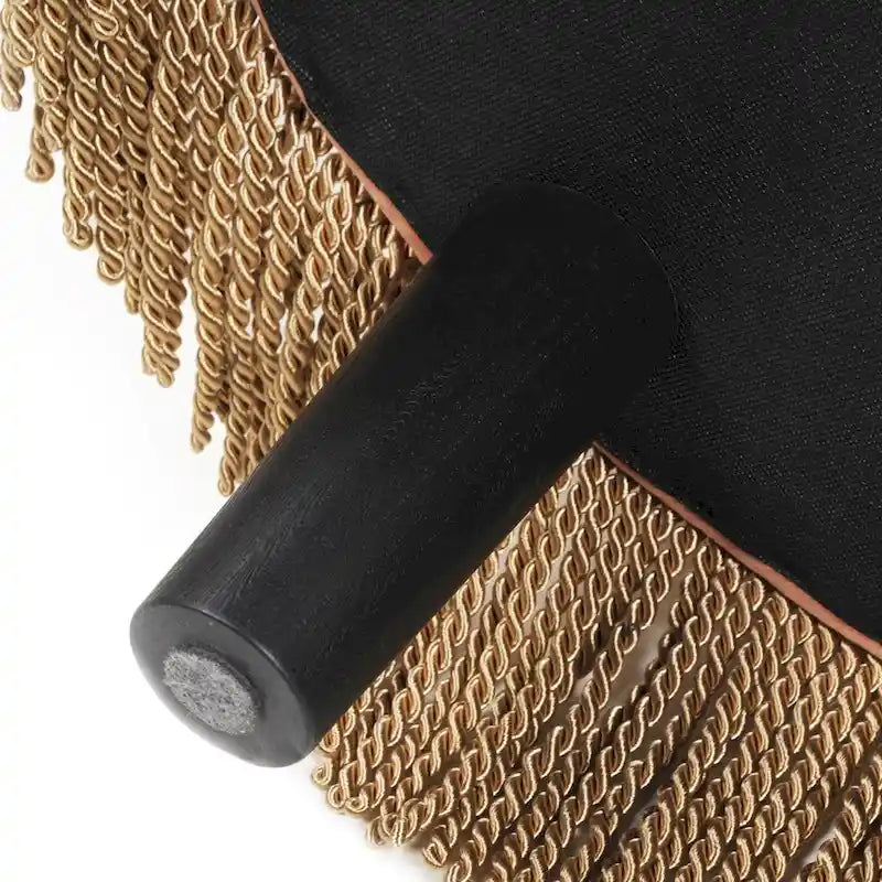 Peach Orange / Gold Yellow Velvet Round Accent Ottoman, Single Seat, Tufted with Tassel Fringe