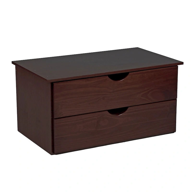 Cajonera interna de 2 cajones (Moca / Blanco / Java / Negro) – Madera maciza, inserto de armario de una unidad