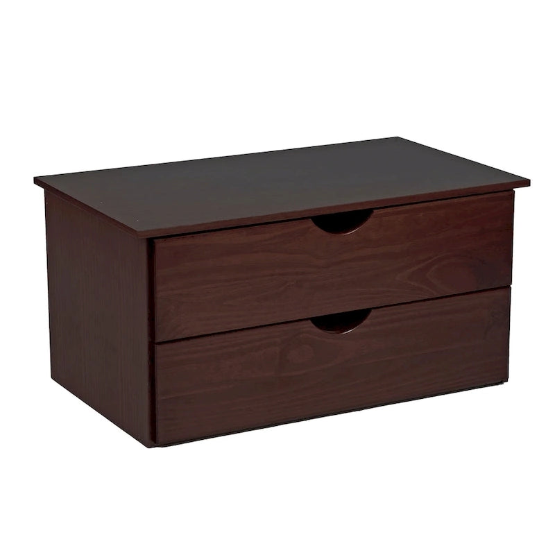 Cajonera interna de 2 cajones (Moca / Blanco / Java / Negro) – Madera maciza, inserto de armario de una unidad