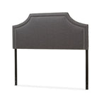 Cabecero tapizado de tela geométrica gris con ribete de tachuelas – Matrimonial/Queen/King