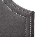 Cabecero tapizado de tela geométrica gris con ribete de tachuelas – Matrimonial/Queen/King