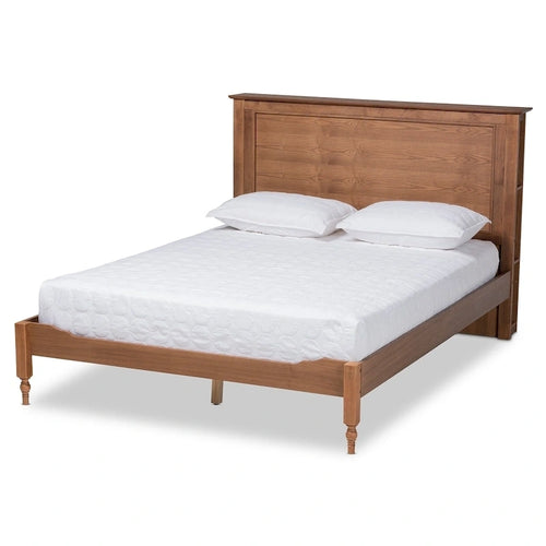 Ash Walnut Brown Storage Platform Bed with Shelves – Full/Queen/King, 1-2 Person