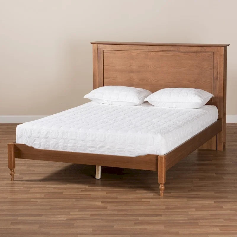 Cama con plataforma de almacenamiento color Nogal Ceniza con estantes – Matrimonial/Queen/King, 1-2 personas