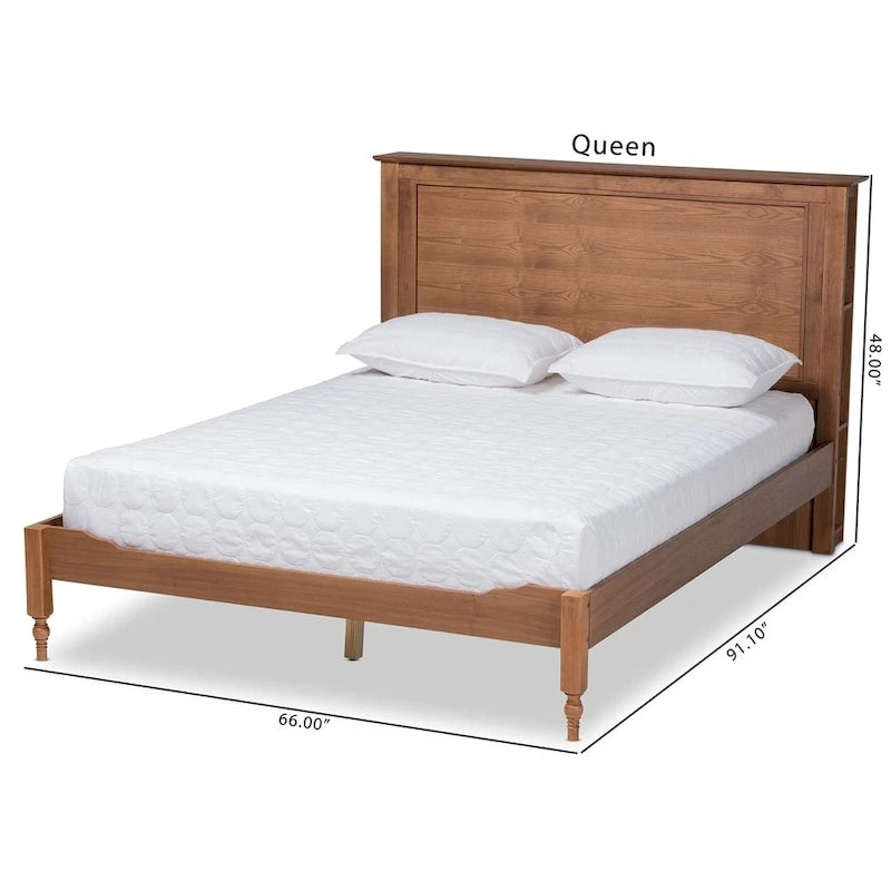 Cama con plataforma de almacenamiento color Nogal Ceniza con estantes – Matrimonial/Queen/King, 1-2 personas