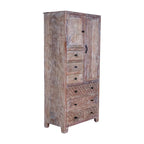 Armario de madera maciza antiguo blanco/marrón con 7 cajones y 2 puertas