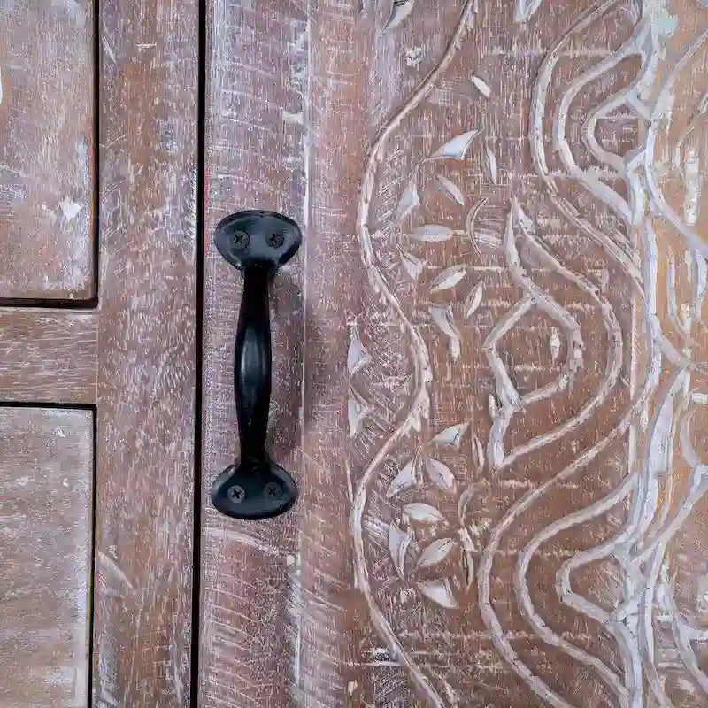 Armario de madera maciza antiguo blanco/marrón con 7 cajones y 2 puertas
