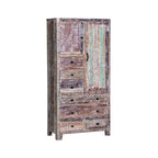 Armario de madera maciza antiguo blanco/marrón con 7 cajones y 2 puertas