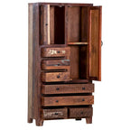 Armario de madera maciza antiguo blanco/marrón con 7 cajones y 2 puertas