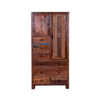 Armario de madera maciza antiguo blanco/marrón con 7 cajones y 2 puertas