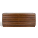 6-Drawer Wood Dresser, White Wash / Medium Oak / Black, Minimalist Style