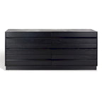 6-Drawer Wood Dresser, White Wash / Medium Oak / Black, Minimalist Style
