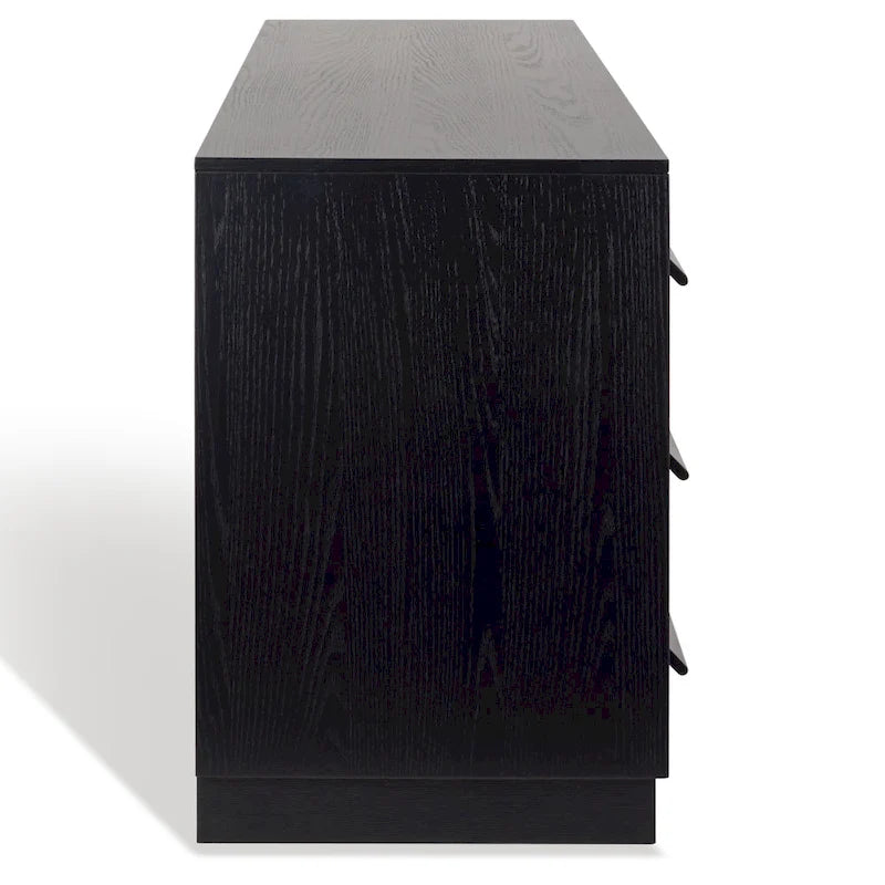 6-Drawer Wood Dresser, White Wash / Medium Oak / Black, Minimalist Style