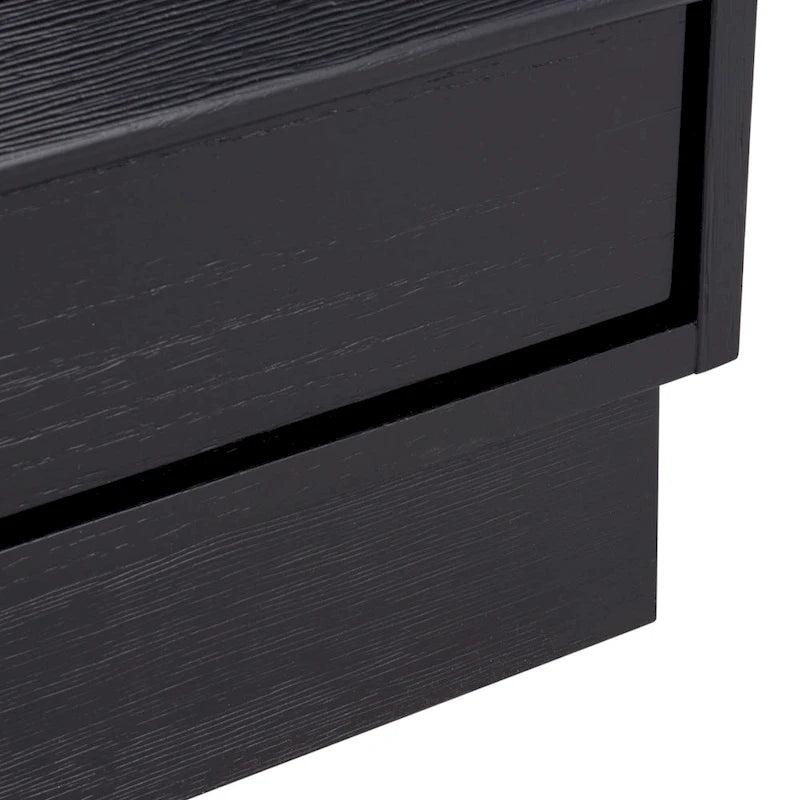 6-Drawer Wood Dresser, White Wash / Medium Oak / Black, Minimalist Style