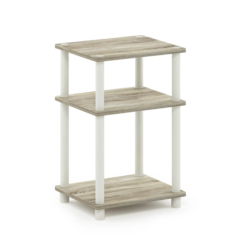 3-Tier End Table, Sonoma Oak/White, No-Tool Assembly, 1-Person