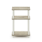 3-Tier End Table, Sonoma Oak/White, No-Tool Assembly, 1-Person