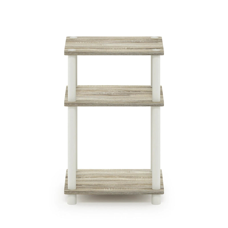 3-Tier End Table, Sonoma Oak/White, No-Tool Assembly, 1-Person