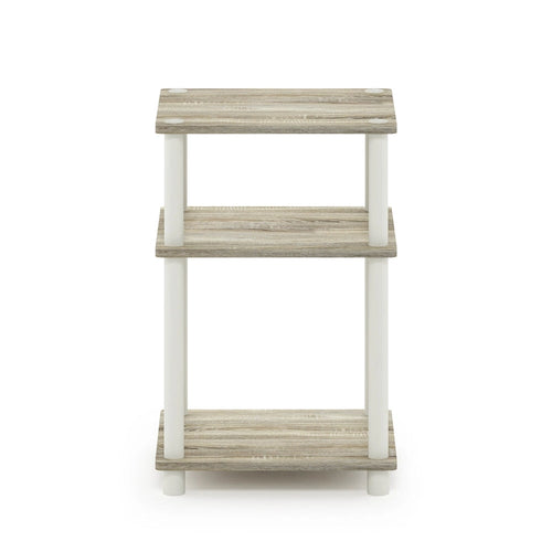 3-Tier End Table, Sonoma Oak/White, No-Tool Assembly, 1-Person