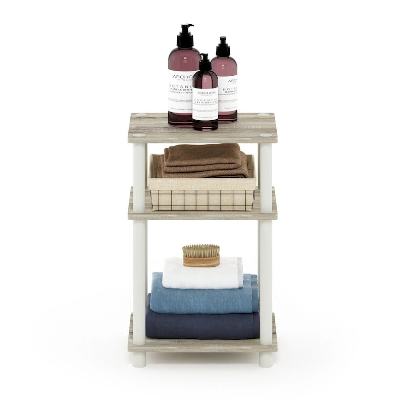 3-Tier End Table, Sonoma Oak/White, No-Tool Assembly, 1-Person