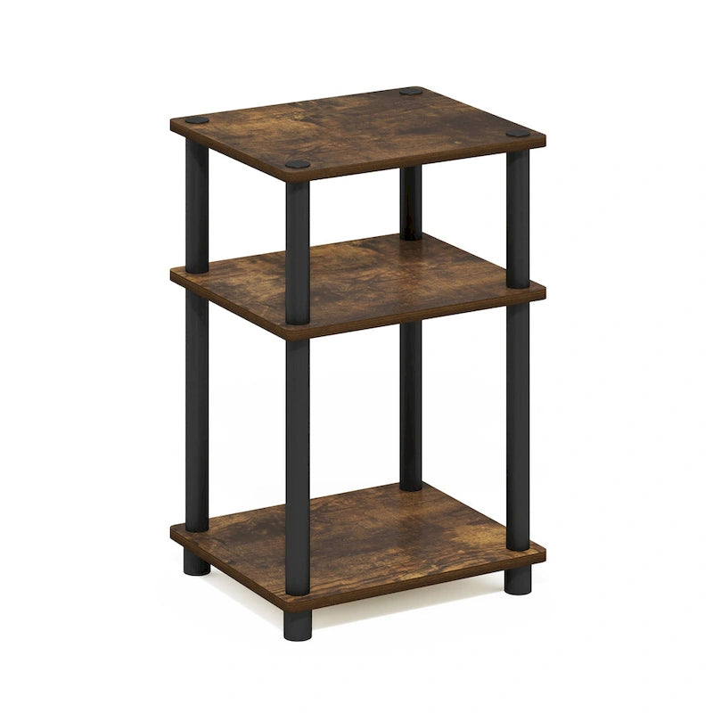 3-Tier End Table, Sonoma Oak/White, No-Tool Assembly, 1-Person