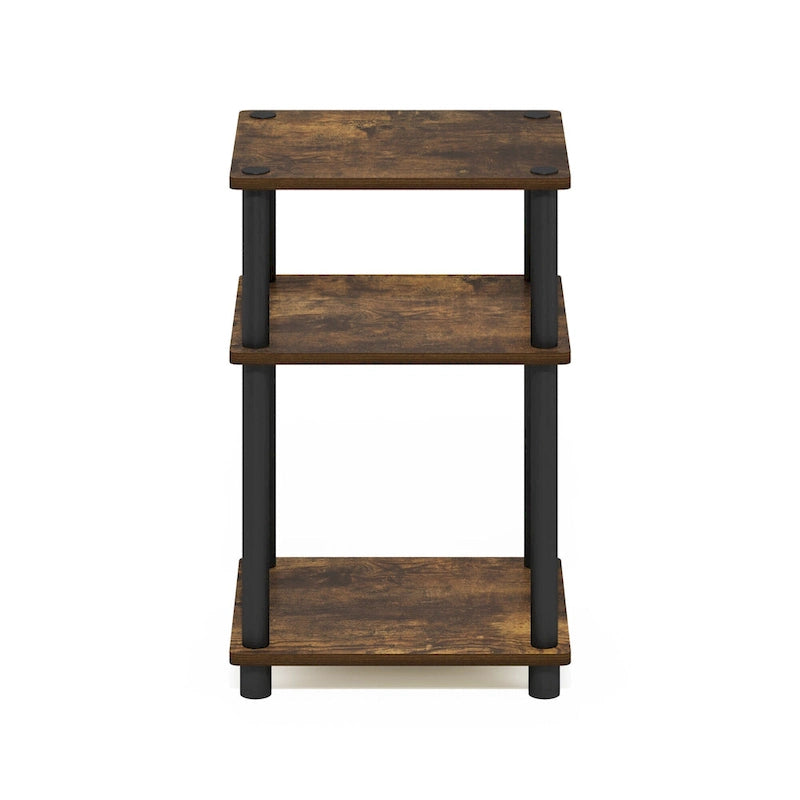 3-Tier End Table, Sonoma Oak/White, No-Tool Assembly, 1-Person