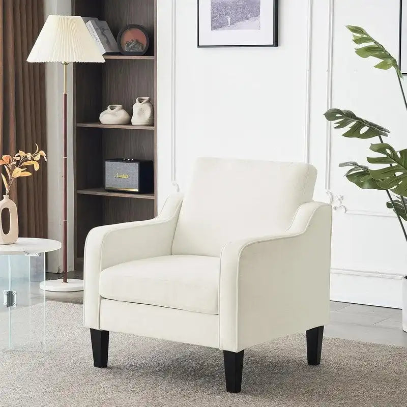 Multi-Color Mid-Century Accent Chair, Single Seat, Linen Fabric