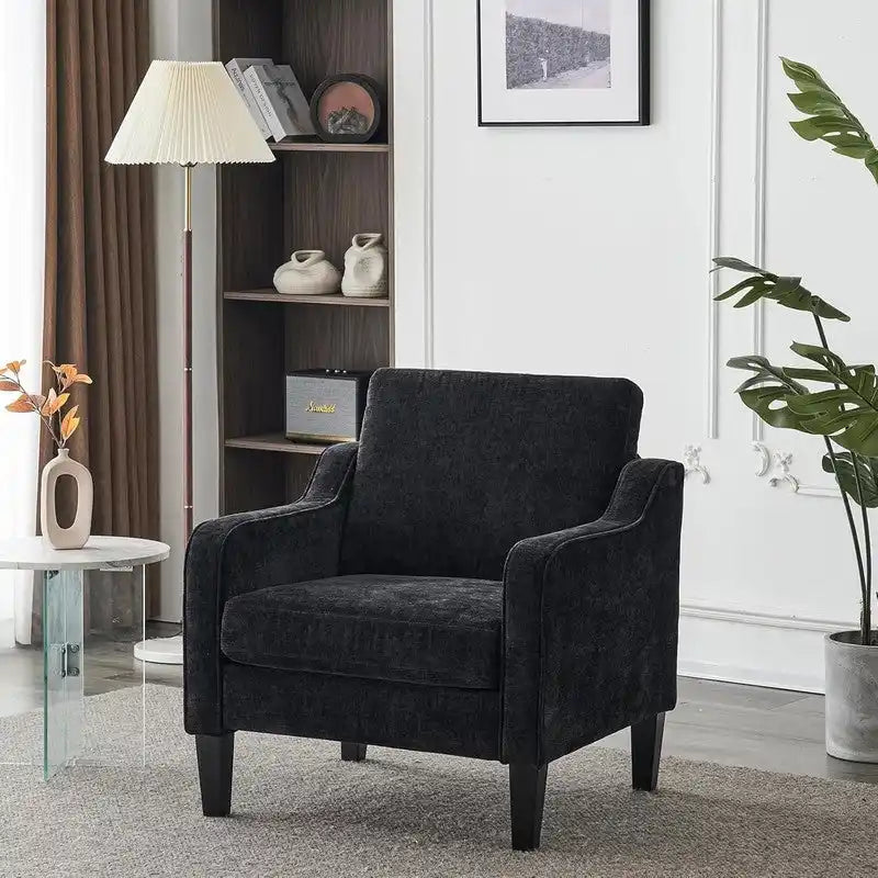 Multi-Color Mid-Century Accent Chair, Single Seat, Linen Fabric