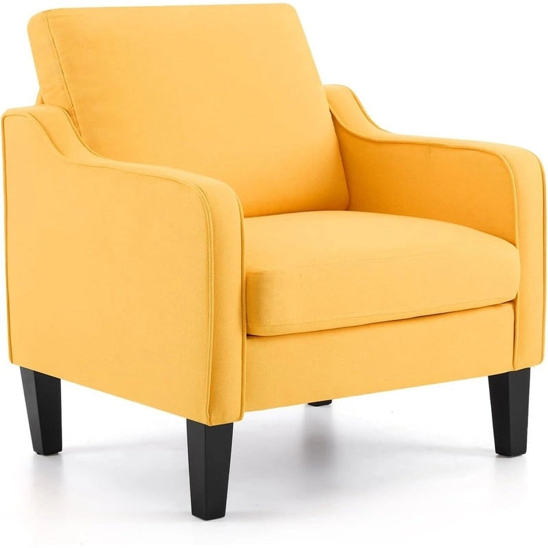 Multi-Color Mid-Century Accent Chair, Single Seat, Linen Fabric