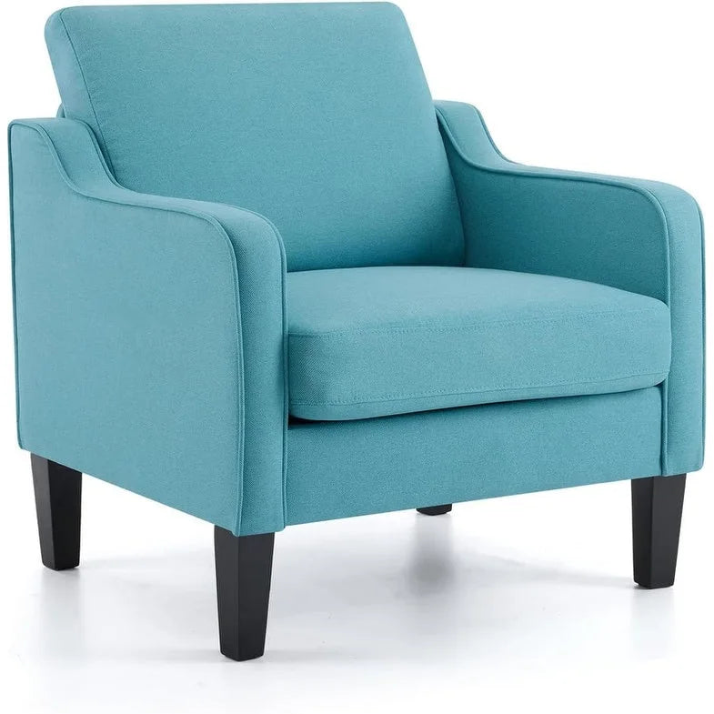 Multi-Color Mid-Century Accent Chair, Single Seat, Linen Fabric