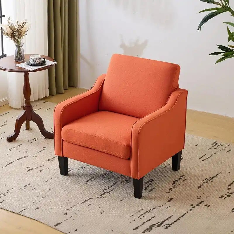 Multi-Color Mid-Century Accent Chair, Single Seat, Linen Fabric
