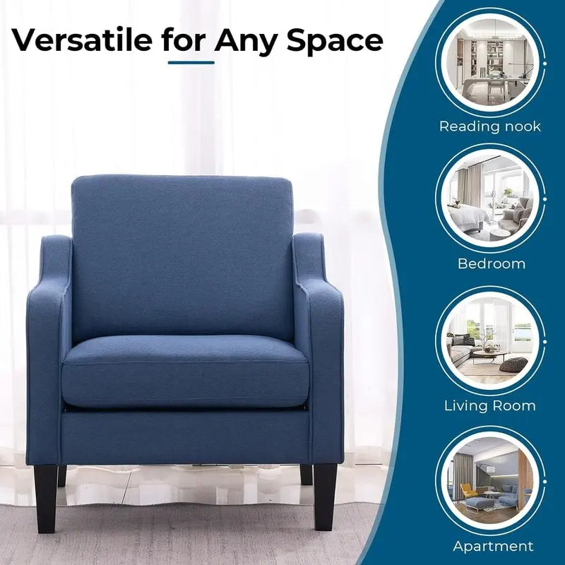 Multi-Color Mid-Century Accent Chair, Single Seat, Linen Fabric