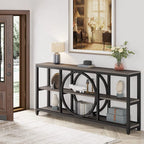 Grey/Brown/Walnut/White 70.9" 3-Tier Console Table, Industrial Style, 1-Person Assembly