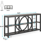 Grey/Brown/Walnut/White 70.9" 3-Tier Console Table, Industrial Style, 1-Person Assembly