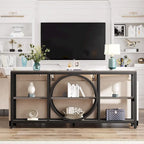 Grey/Brown/Walnut/White 70.9" 3-Tier Console Table, Industrial Style, 1-Person Assembly