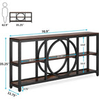 Grey/Brown/Walnut/White 70.9" 3-Tier Console Table, Industrial Style, 1-Person Assembly