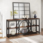 Grey/Brown/Walnut/White 70.9" 3-Tier Console Table, Industrial Style, 1-Person Assembly