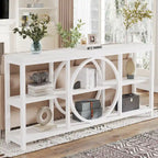 Grey/Brown/Walnut/White 70.9" 3-Tier Console Table, Industrial Style, 1-Person Assembly