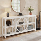 Grey/Brown/Walnut/White 70.9" 3-Tier Console Table, Industrial Style, 1-Person Assembly