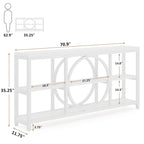 Grey/Brown/Walnut/White 70.9" 3-Tier Console Table, Industrial Style, 1-Person Assembly