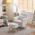 Beige Boucle / Velvet / Fabric Accent Chair – Single Seat, Gold Legs