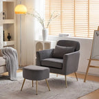 Beige Boucle / Velvet / Fabric Accent Chair – Single Seat, Gold Legs