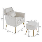 Beige Boucle / Velvet / Fabric Accent Chair – Single Seat, Gold Legs