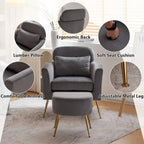 Beige Boucle / Velvet / Fabric Accent Chair – Single Seat, Gold Legs