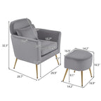 Beige Boucle / Velvet / Fabric Accent Chair – Single Seat, Gold Legs