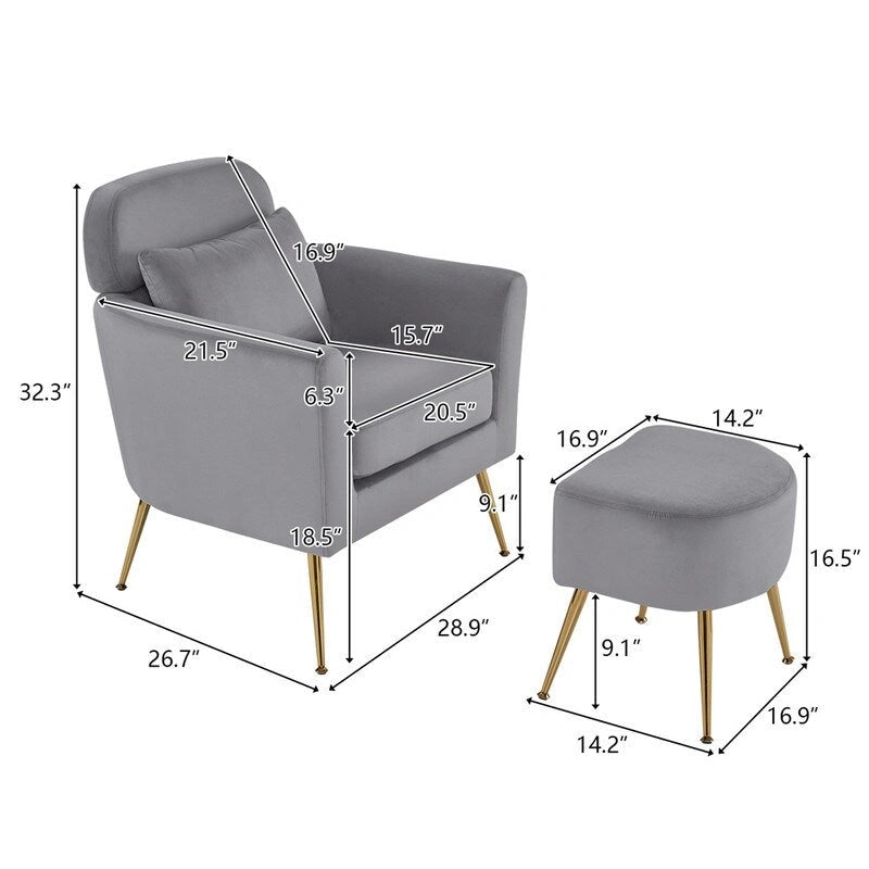 Beige Boucle / Velvet / Fabric Accent Chair – Single Seat, Gold Legs