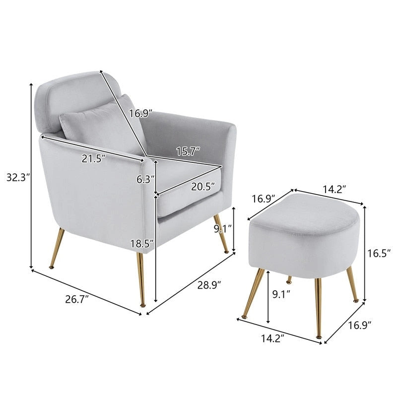 Beige Boucle / Velvet / Fabric Accent Chair – Single Seat, Gold Legs