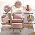 Beige Boucle / Velvet / Fabric Accent Chair – Single Seat, Gold Legs
